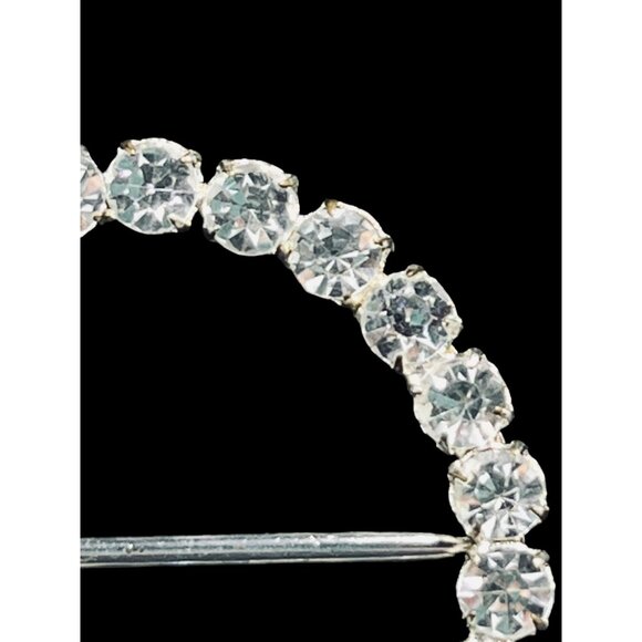 Vintage Silver Tone With Large Clear Rhinestones Sash Buckle (5262) - Picture 3 of 6